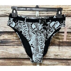 Victorias Secret Blue Snake Print Sz Medium Beach Bikini Bottom VS Swimsuit New